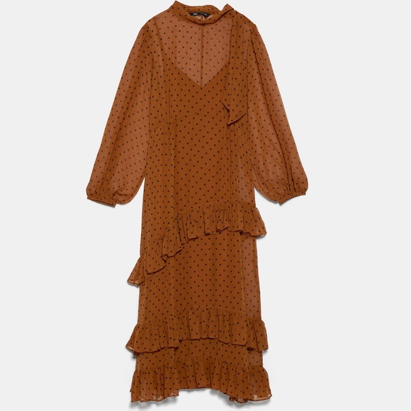 ZARA BNWT Polka Dot Dress with Ruffles - Picture 8 of 9